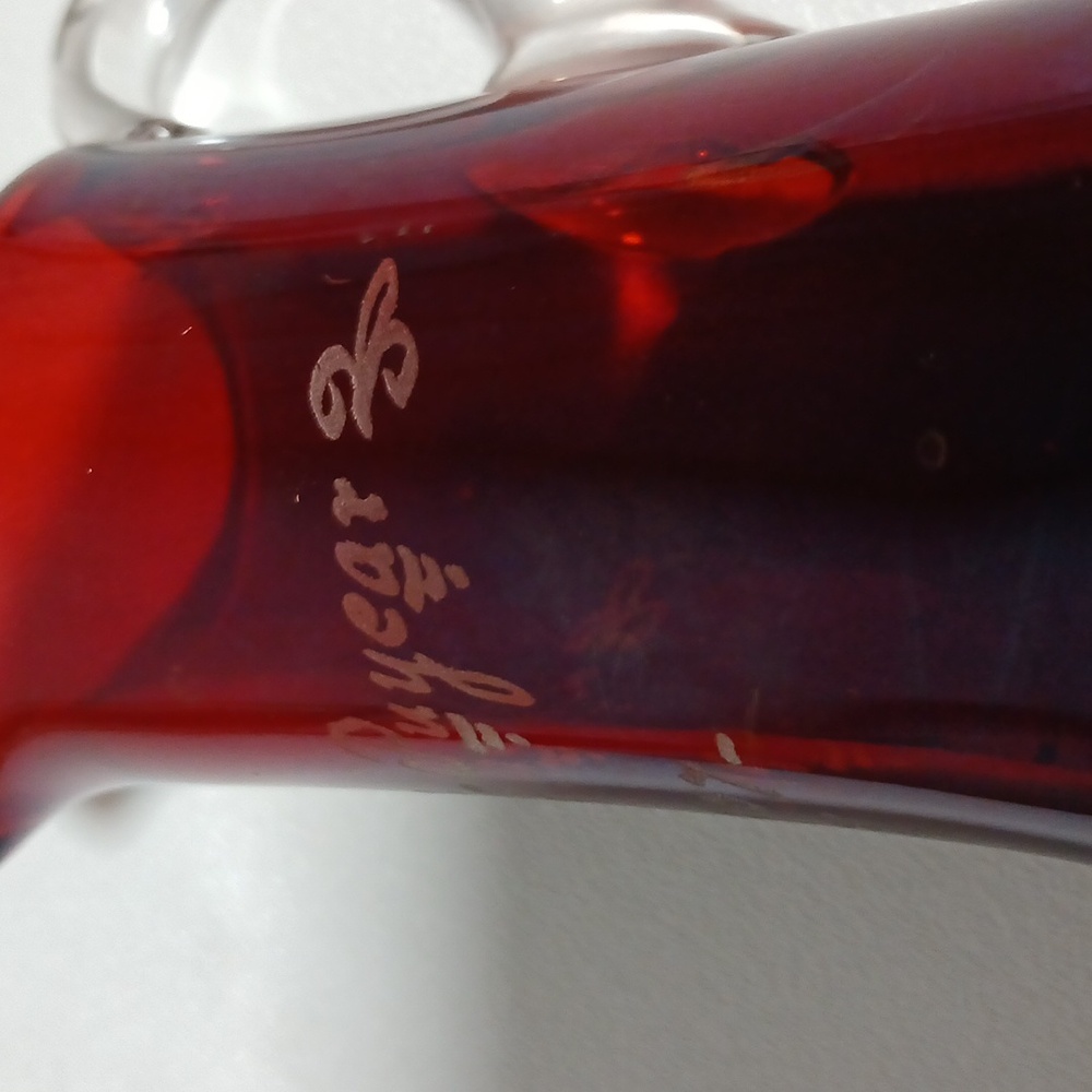 Ruby Red Stain Flash Glass Creamer to Clear Glass Handle Vintage 1907 - Picture 4 of 11